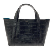 PELLE MORBIDA TELA MARINA クロコ型押シハンドバッグ