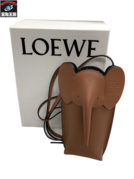 LOEWE エレファントポケット レザーショルダーバッグ