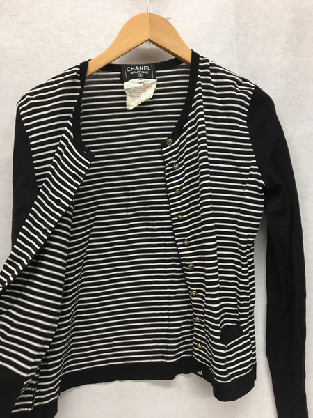 CHANEL　レディースラグ衣料 ボーダーカーディガン/ココマークボタン/42/1995クルーズコレクション