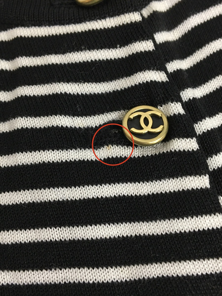CHANEL　レディースラグ衣料 ボーダーカーディガン/ココマークボタン/42/1995クルーズコレクション