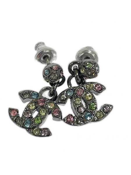 アクセサリー ココマークマルチカラー ラインストーンピアス