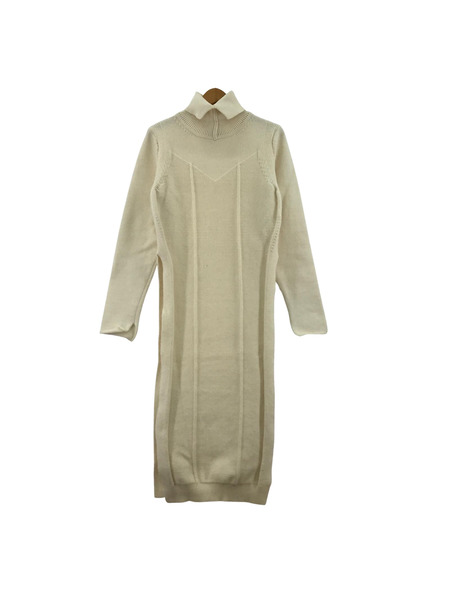 TAN SPONDISH TURTLE NECK ONEPIECE タートルネックワンピース F ホワイト