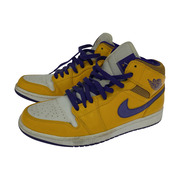 NIKE スニーカー AIR JORDAN 1 MID 黄白紫 27.5cm