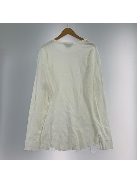 ANCELLM　DAMAGE WAFFLE CREW LS T-SHIRT　ホワイト　3