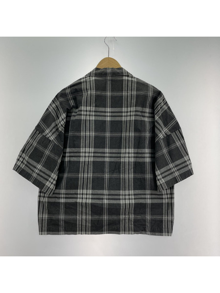 SUNSEA 半袖シャツ 半袖チェックシャツ 3 グレー