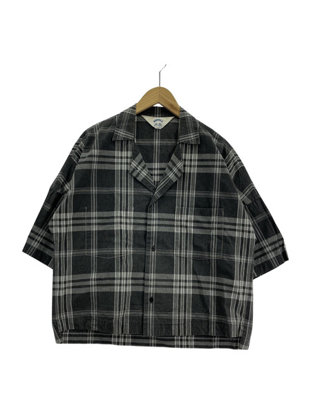 SUNSEA 半袖シャツ 半袖チェックシャツ 3 グレー