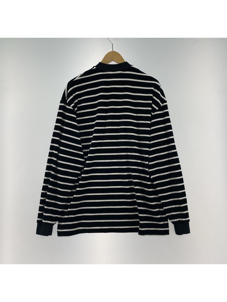 COOTIE 長袖Tシャツ・カットソー ベロア ボーダーポロ (S) 黒白[値下]
