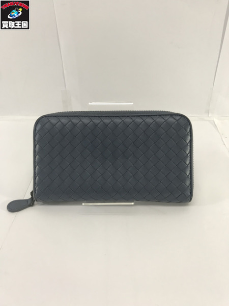 Bottega Venetta 長財布 ラウンドファスナー イントレチャート グレー
