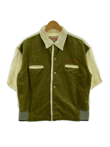 OLD・VINTAGE 半袖シャツ old gold USA製 サテンボーリングシャツ (M)