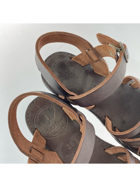 Duckfeet シューズ レザー編ミ込ミサンダル BRW