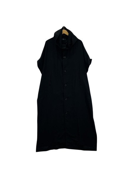 Y's 半袖ワンピース FRENCH SLEEVE HOODED DRESS BLK 1
