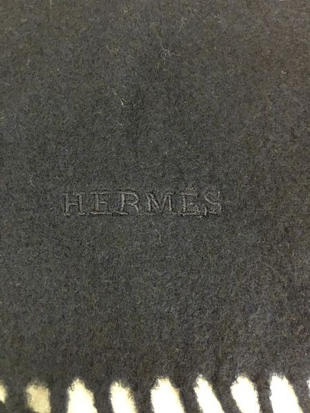 HERMES　ラグ衣料その他 カシミヤ マフラー ネイビー