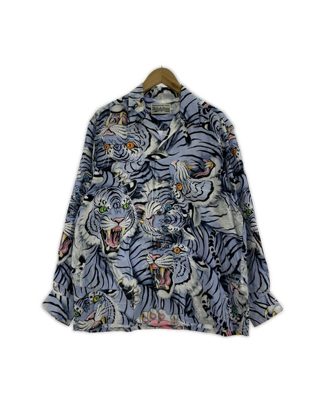 WACKO MARIA×TIM LEHI 21AW HAWAIIAN SHIRT L/S 百虎 M 青