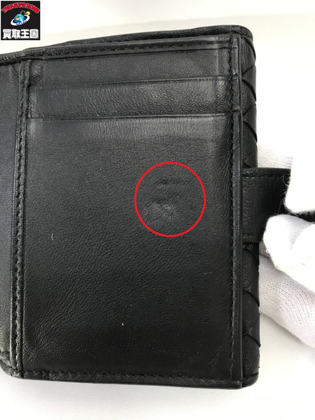 Bottega Venetta コンパクトウォレット イントレチャート 二つ折り財布 黒