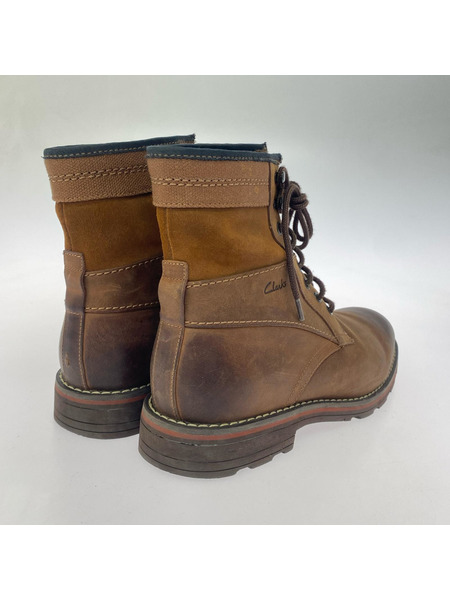 Clarks ブーツ レースアップ レザー ブーツ 茶 25.5cm
