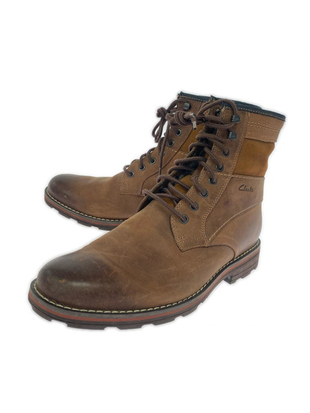 Clarks ブーツ レースアップ レザー ブーツ 茶 25.5cm
