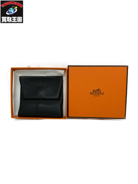 HERMES エルメス バスティア コインケース 小銭入れ コインパース ヴォーエプソン レザー ブラック 黒 シルバー金具 U刻印 