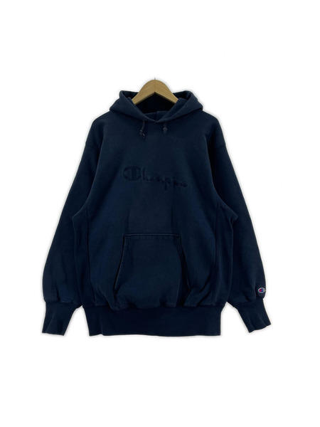 Champion パーカー 90s USA製 トリコタグ ロゴ リバースウィーブパーカー(XL) ネイビー