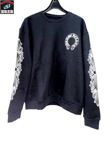 CHROME HEARTS HORSE SHOE CREW NECK SWEAT ホースシュークルーネックスウェット M 黒