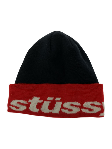 STUSSY ニットキャップ HELVETICA JACQUARD BEANIE 赤[値下]