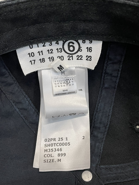 MM6 25SS ロゴ刺繍キャップ 黒 SH0TC0005-M35346