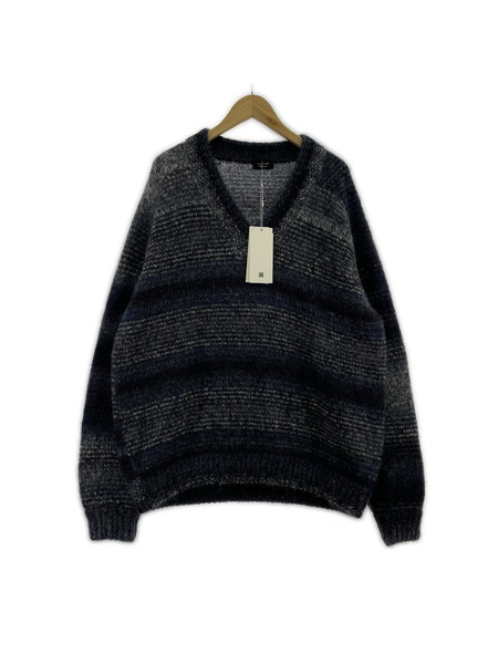 UNUSED ニット・セーター Mohair V-neck Knit 青グレー (3)