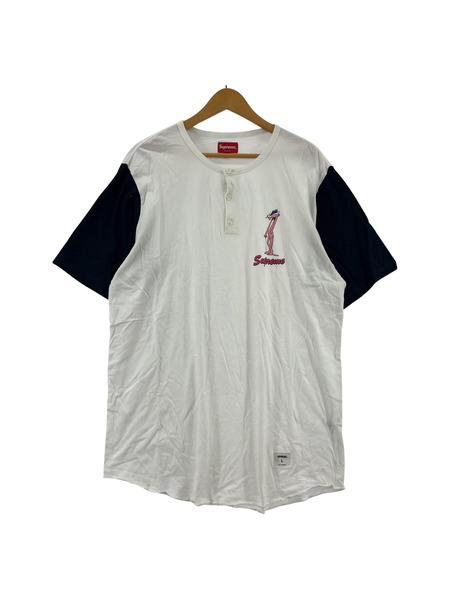 14SS/Supreme/Pink Panther Henley/L/WHT[値下]