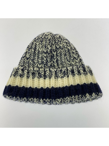 DRAKE'S ニットキャップ ニットキャップ 紺アイボリー