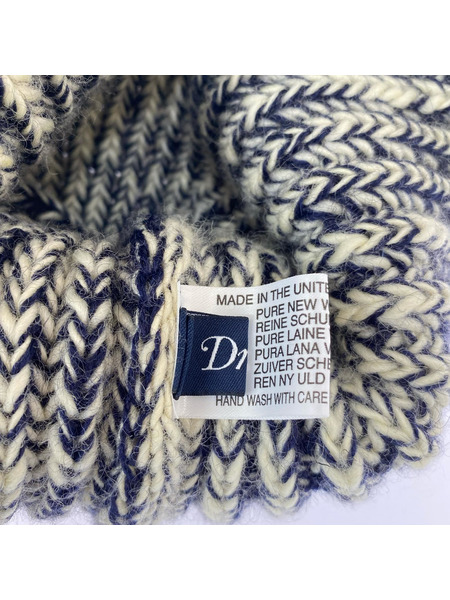 DRAKE'S ニットキャップ ニットキャップ 紺アイボリー