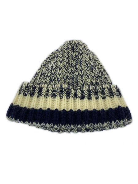 DRAKE'S ニットキャップ ニットキャップ 紺アイボリー