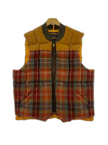 Eddie Bauer×NIGEL CABOURN 日ノ出タグ ヨーク切替ダウンベスト 56 キャメル×赤系