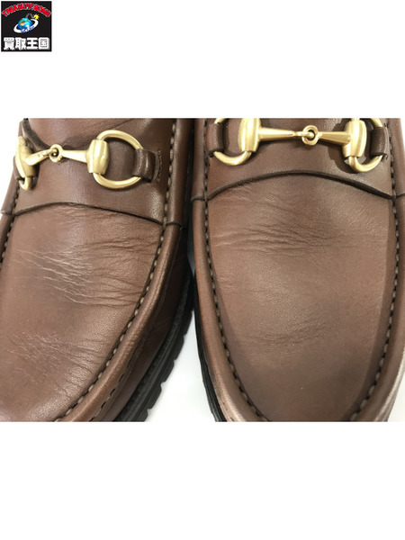 GUCCI 靴 ホースビットローファー レザー 茶 (36)101 6105