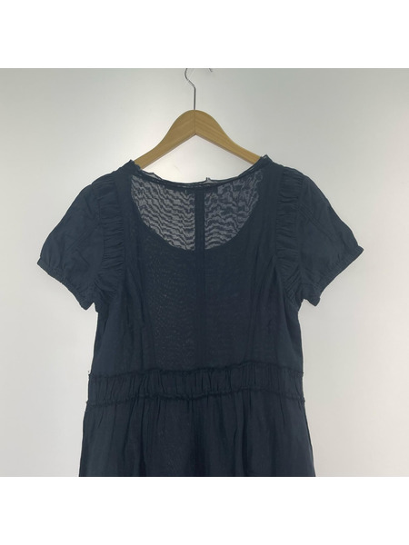 Alexander McQueen ノースリーブワンピース McQ ワントーンギャザーカットオフワンピース 紺