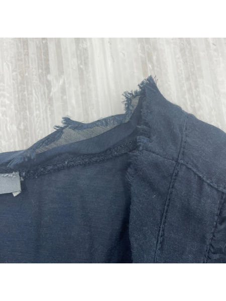 Alexander McQueen ノースリーブワンピース McQ ワントーンギャザーカットオフワンピース 紺