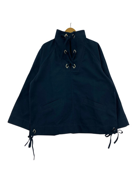 GANNI ヘビーツイル レースアッププルオーバー S/M 紺