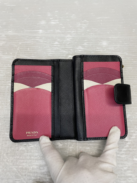 PRADA サフィアーノ レザー コンパクトウォレット BLK