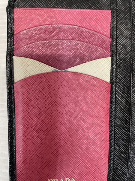 PRADA サフィアーノ レザー コンパクトウォレット BLK