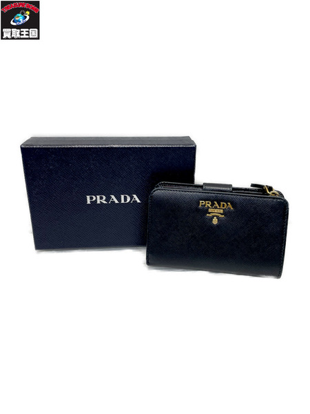 PRADA サフィアーノ レザー コンパクトウォレット BLK
