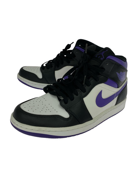 NIKE スニーカー Nike Air Jordan 1 Mid/黒紫白/28cm