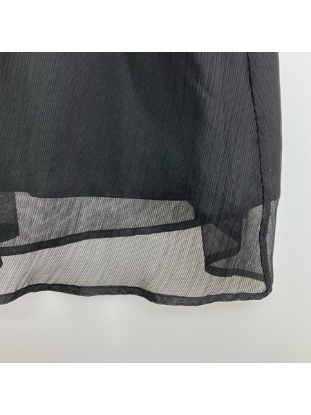 AMERI 半袖ワンピース BACK SIDE OPEN CURTAIN DRESS/黒