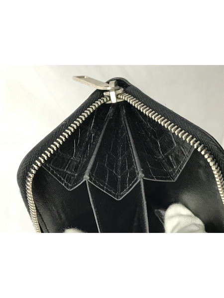 メンズラグ衣料 クロコレザーカードケース ブラック