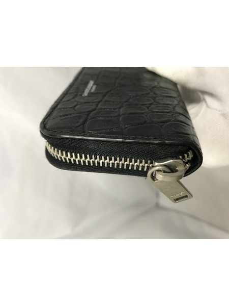 メンズラグ衣料 クロコレザーカードケース ブラック