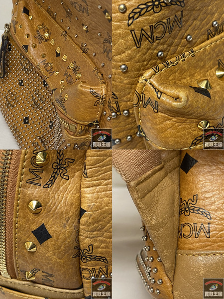 MCM リュックサック・バックパック レザー スタッズ バックパック キャメル[値下]