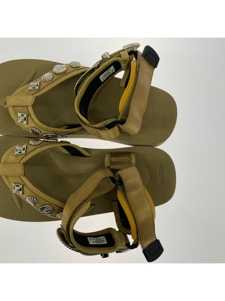TOGA×SUICOKE メタルサンダル TOGA×スイコック、メタル付きフリンジのストラップサンダル