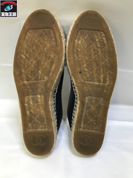 CHANEL レザースリッポン ZG29762 サイズ38 ブラック 