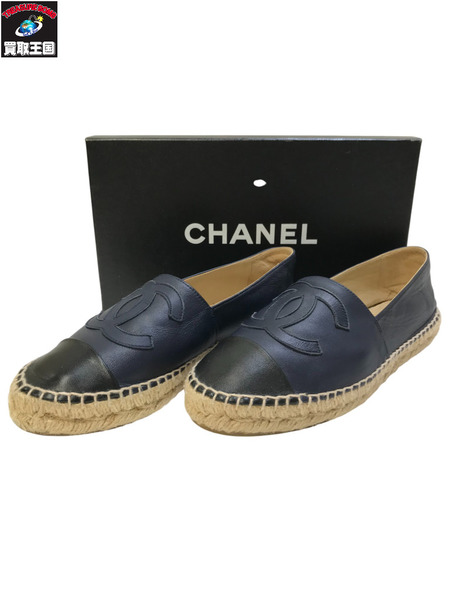 CHANEL レザースリッポン ZG29762 サイズ38 ブラック 