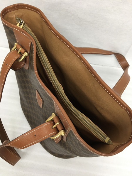 CELINE　トートバッグ マカダム柄 レザーハンドル、茶
