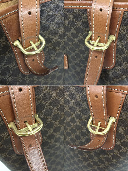 CELINE　トートバッグ マカダム柄 レザーハンドル、茶