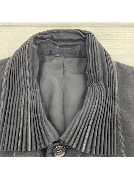 COMME des GARCONS HOMME PLUS 88SS襟プリーツ ストライプテーラードジャケット