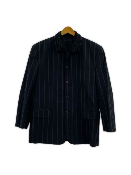 COMME des GARCONS HOMME PLUS 88SS襟プリーツ ストライプテーラードジャケット